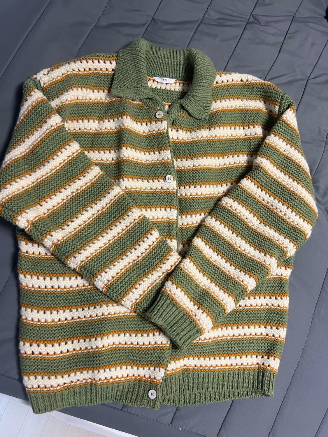 STU 24fw 카라 가디건 올리브그린 L 상품이미지5