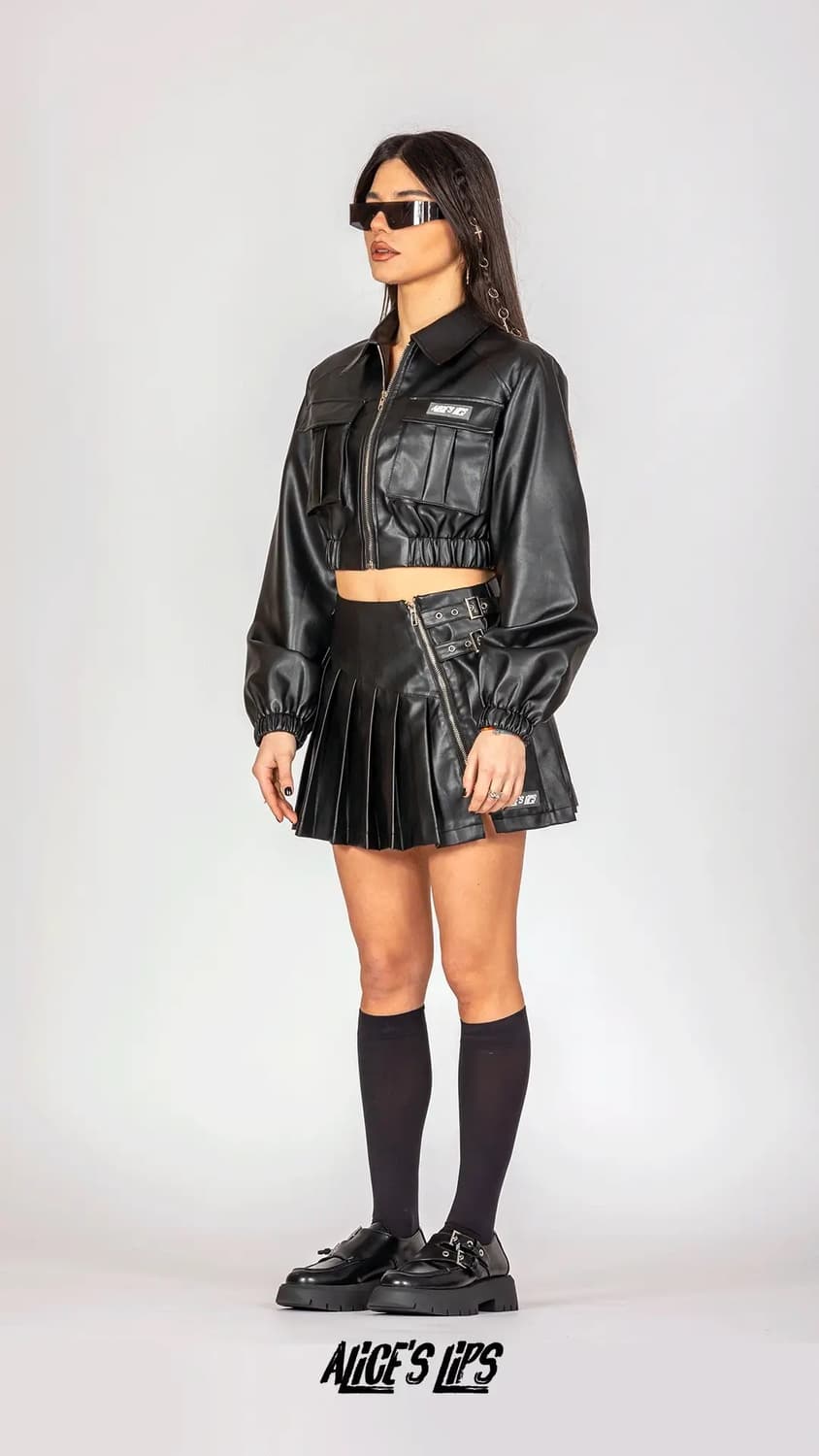 Aliceslips RIDE BLACK VEGAN LEATHER SET 상품이미지2