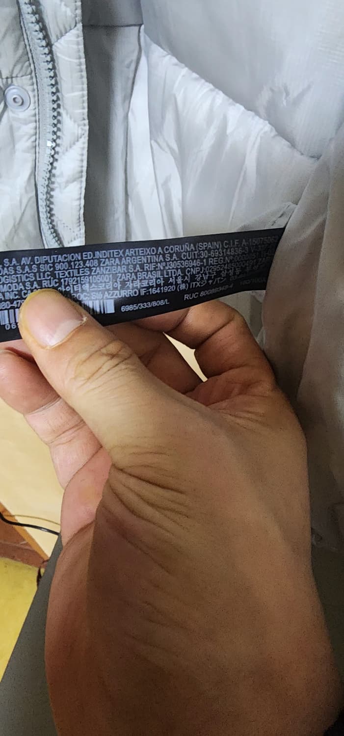 자라 남성 라이트그레이 다운패딩 점퍼L 상품이미지7