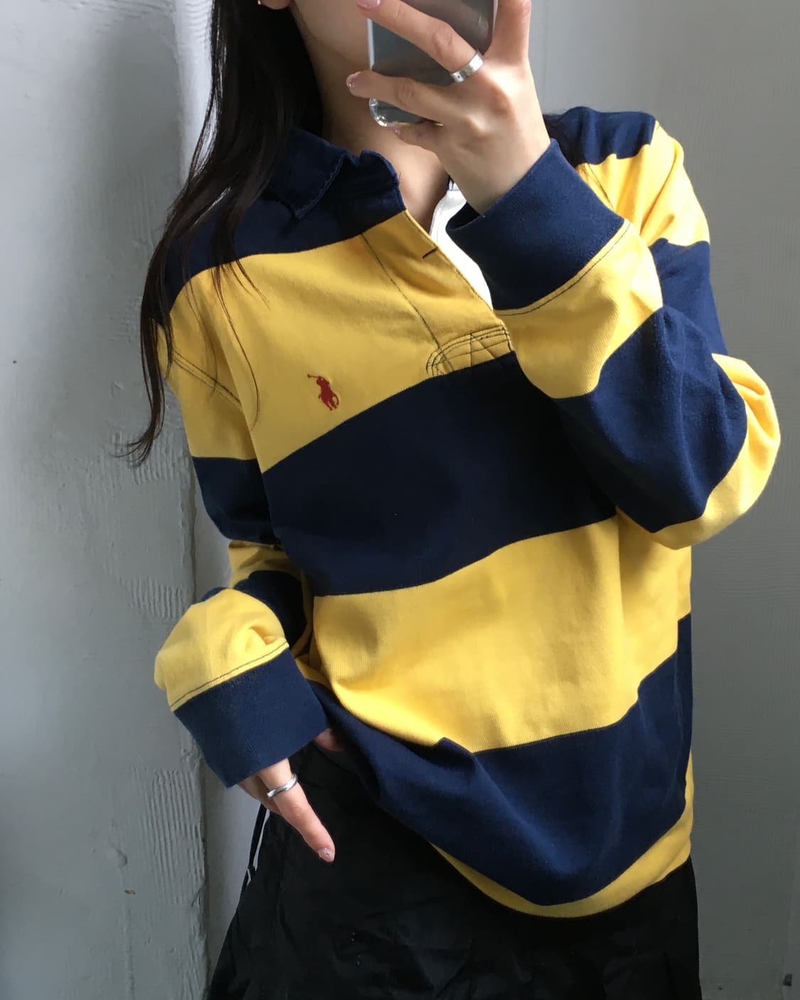 Polo 폴로 랄프로렌 옐로우 단가라 럭비셔츠 상품이미지1