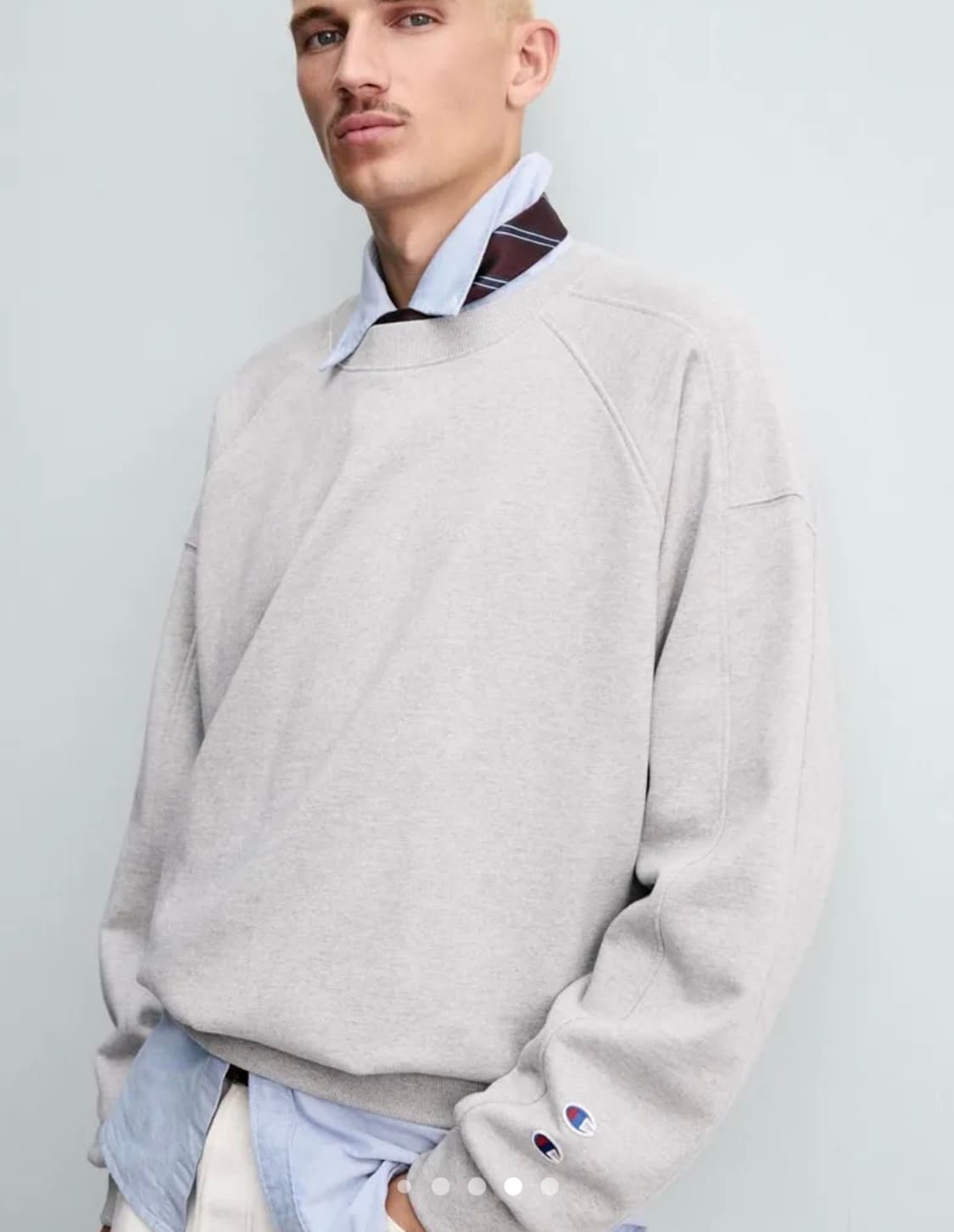 자라 테크니컬 코튼 크루넥 맨투맨 X 챔피온 4393/312 GREY  상품이미지5