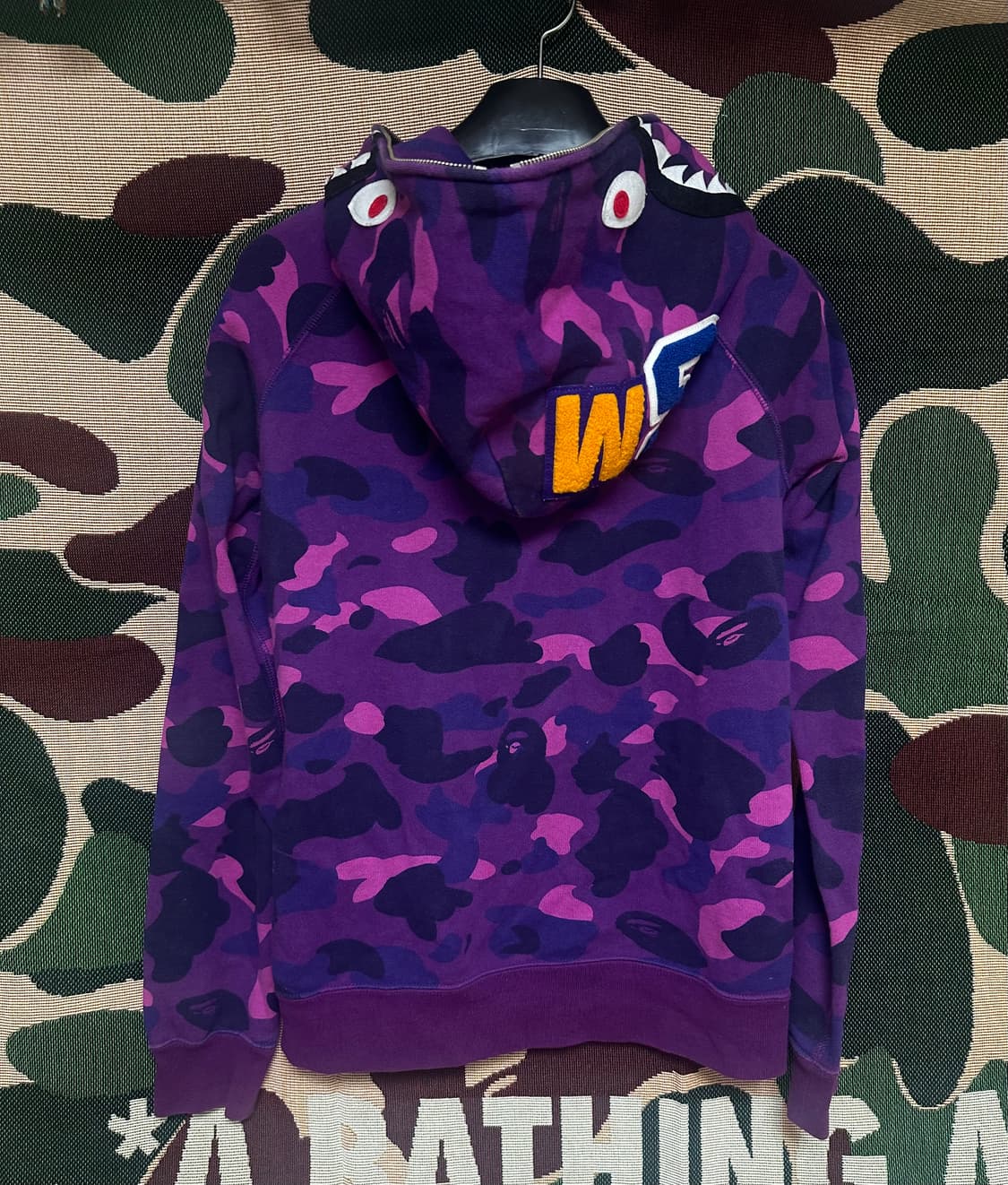 [ 실측 사이즈 S ] 베이프 샤크 후드집업 퍼플 상품이미지3