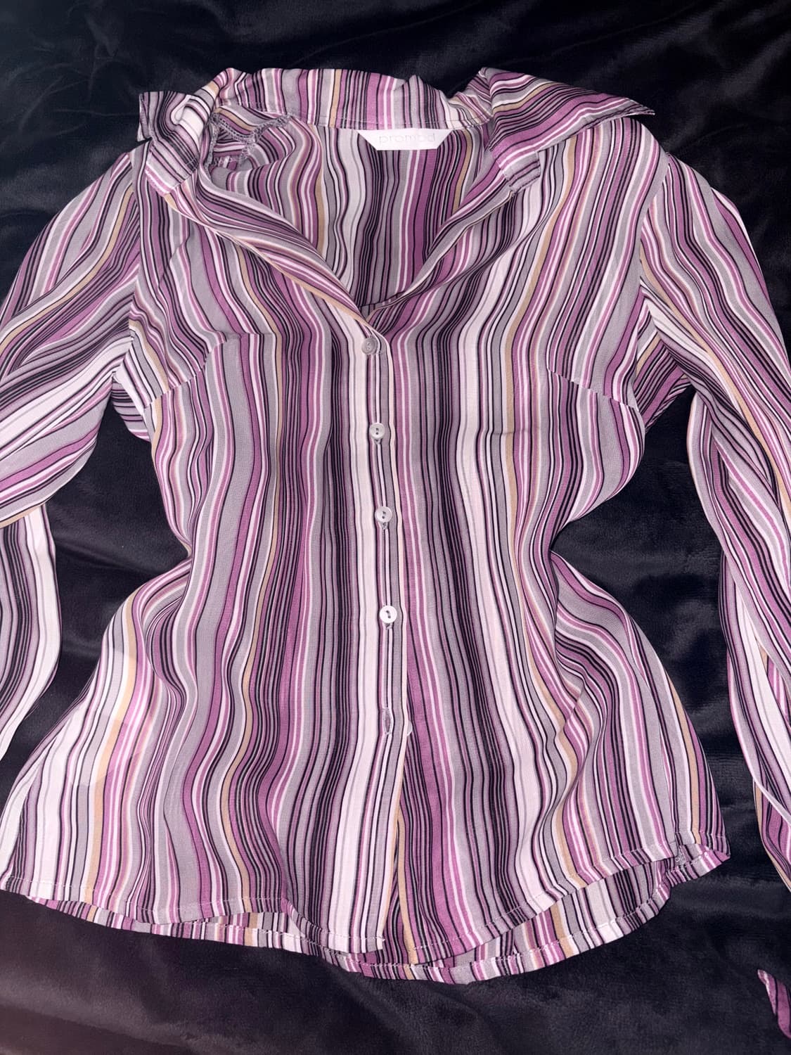 긱시크vibe 퍼플 스트라이프 슬림핏셔츠 상품이미지1