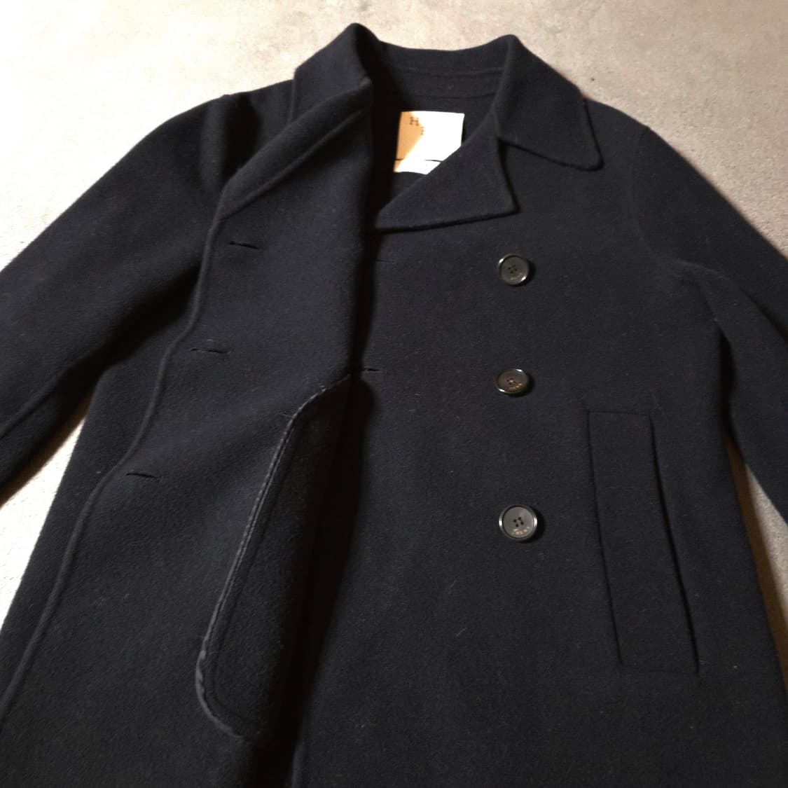 HEHR 히어 재팬 패브릭 핸드메이드 울 피코트 M 네이비 상품이미지4