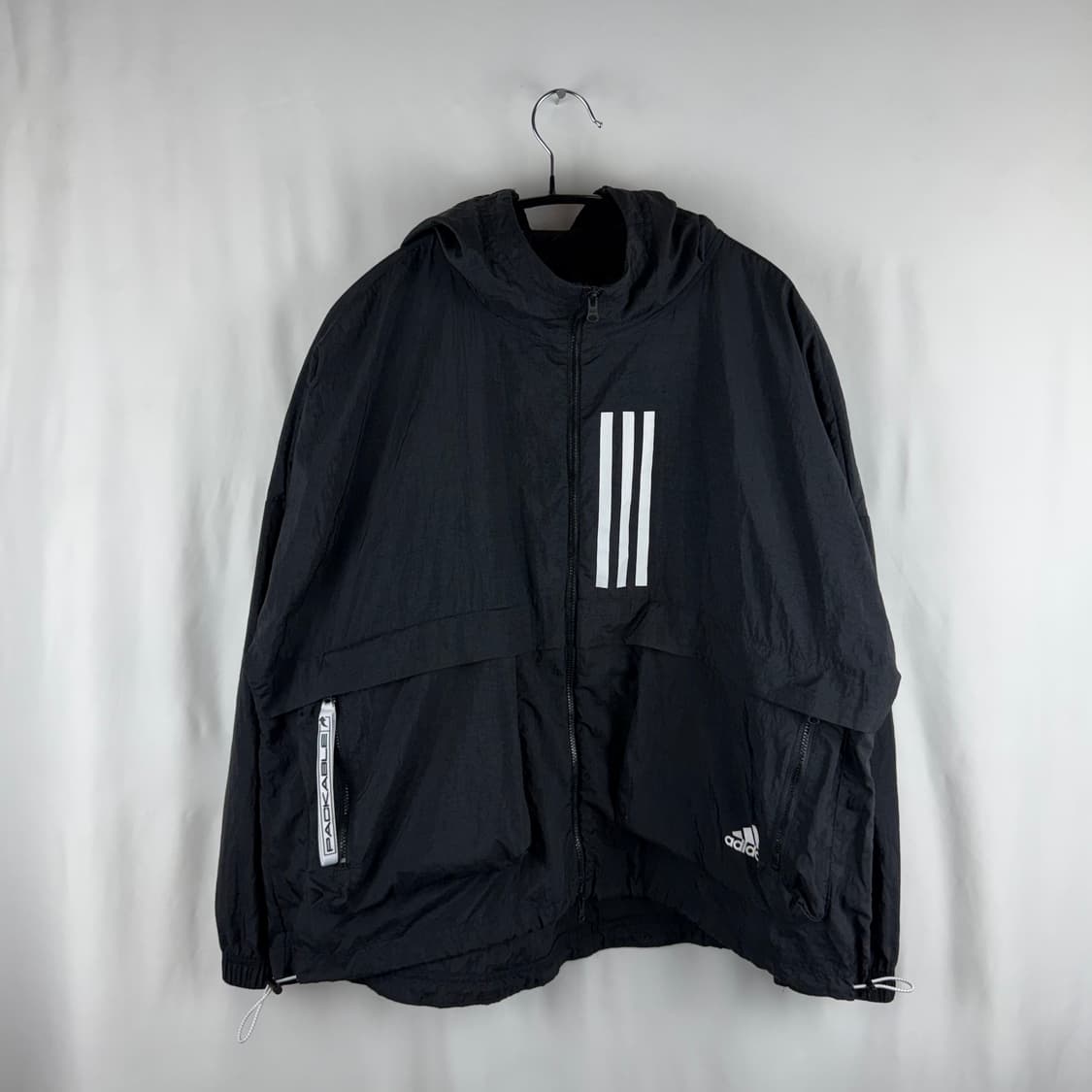 L) 아디다스 삼선 오버핏 윈드브레이커 바람막이 블랙 상품이미지2