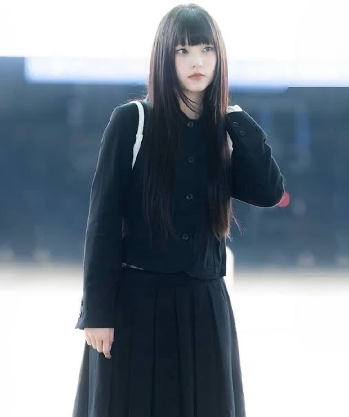더블 웨이스트 플리츠 스커트 블랙 상품이미지2