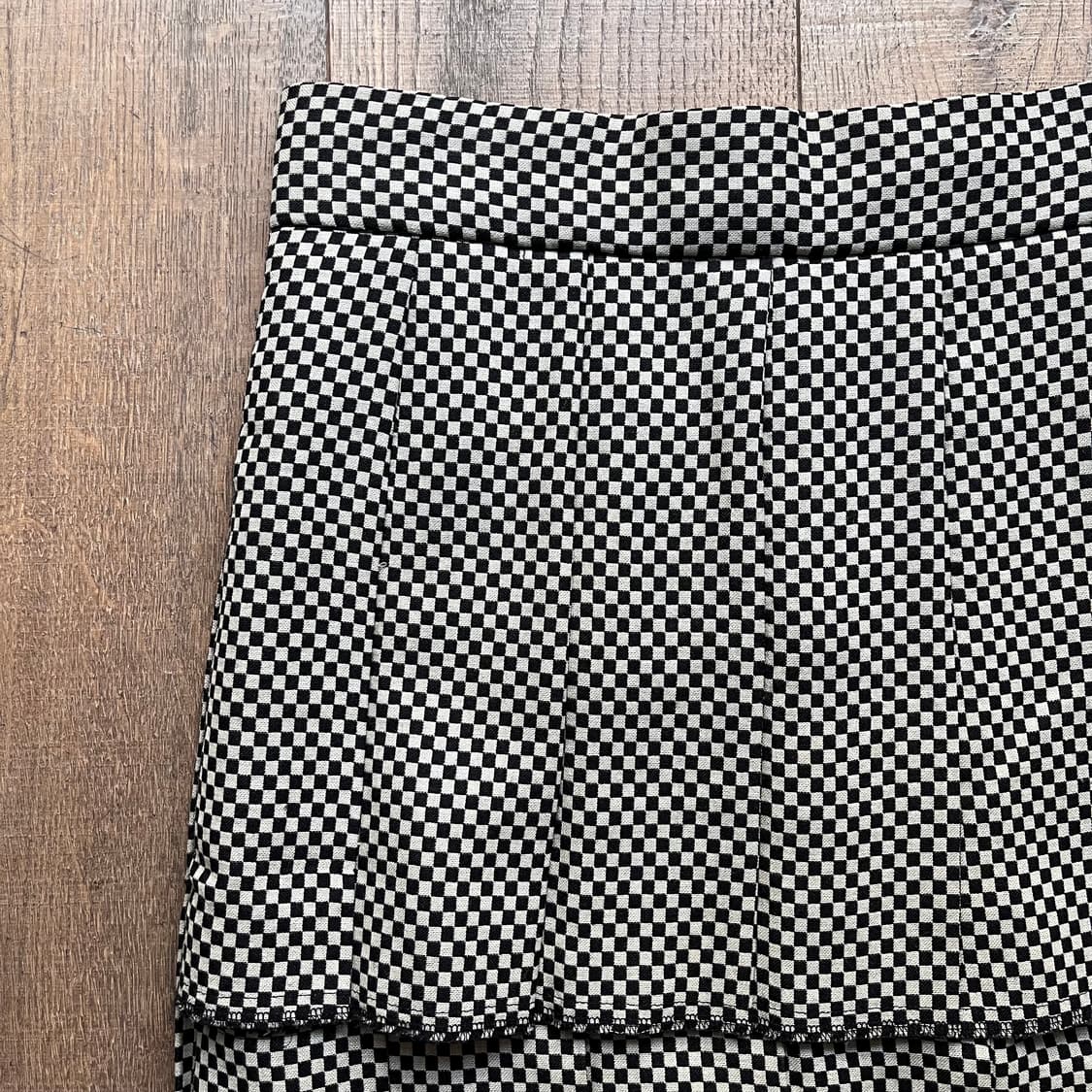 checkerboard Double Pleats Skirt 상품이미지6