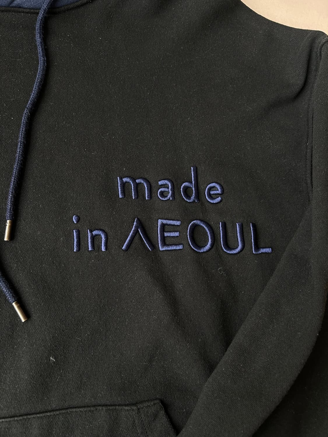 노앙 메이드인 서울 배색 후드티 상품이미지4