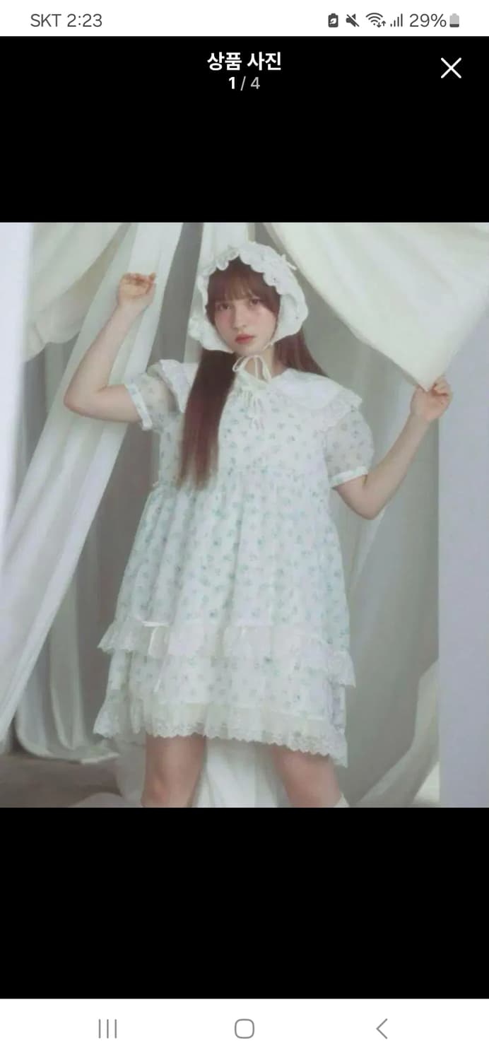 Merry jenny 빅카라 러블리 잔꽃무늬 리본 양산형 히메카지원피스 상품이미지1