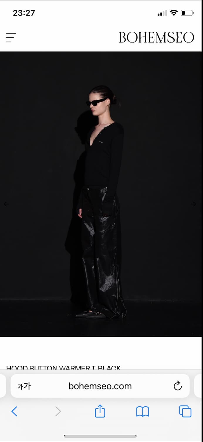 보헤미안서울 후드 버튼 워머티 블랙 상품이미지4