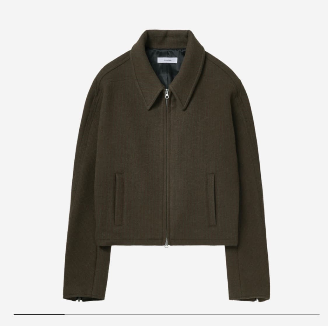 (2)논노드 크롭 디테일 울 자켓 스트라이프 브라운 상품이미지1