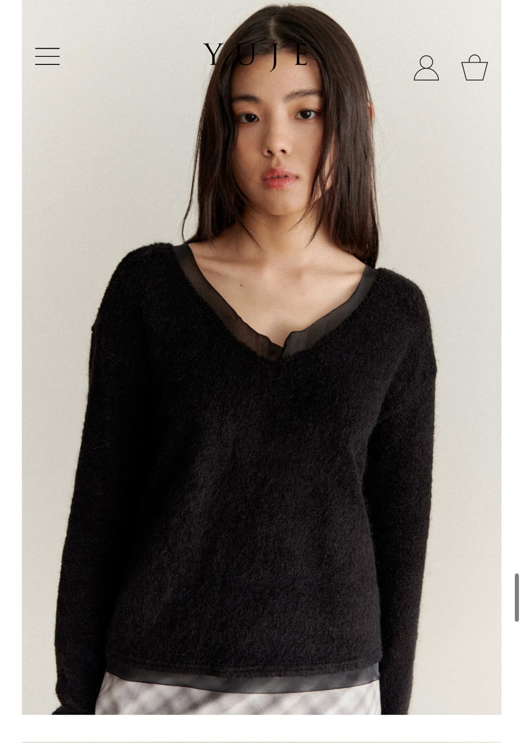 유제 yuje 플러피 실크 니트 블랙 S 상품이미지1