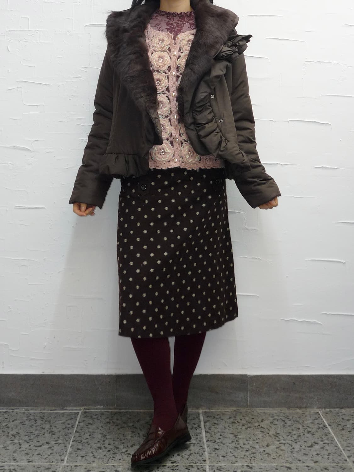 Chocolate buttons dot skirt 상품이미지3