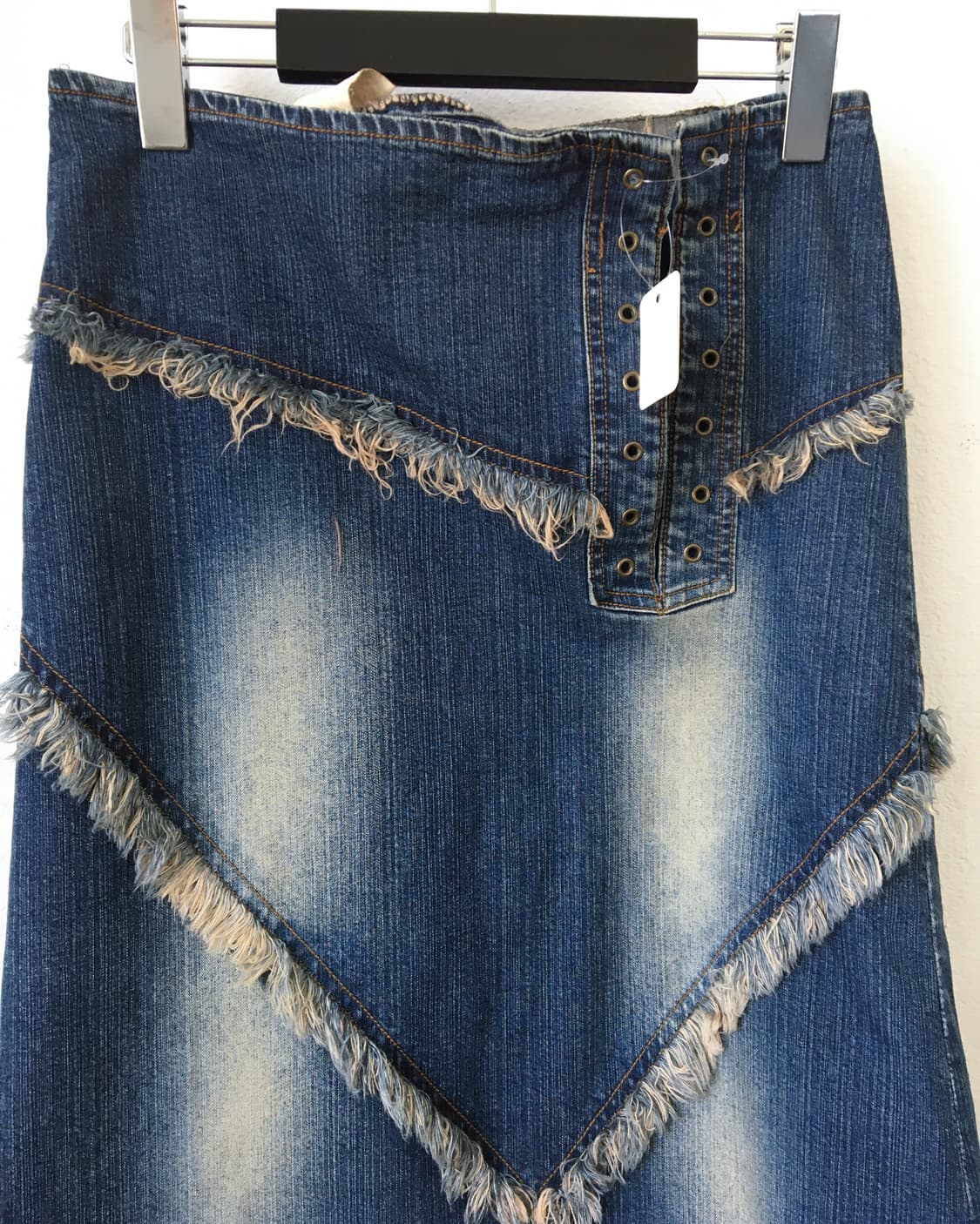 Lace up fringe denim skirt 상품이미지4