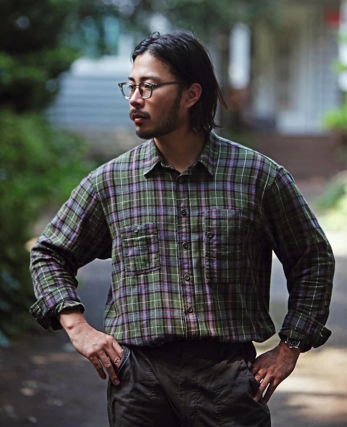 [L] 더레스큐 플란넬 테디 셔츠 올리브 믹스 상품이미지1