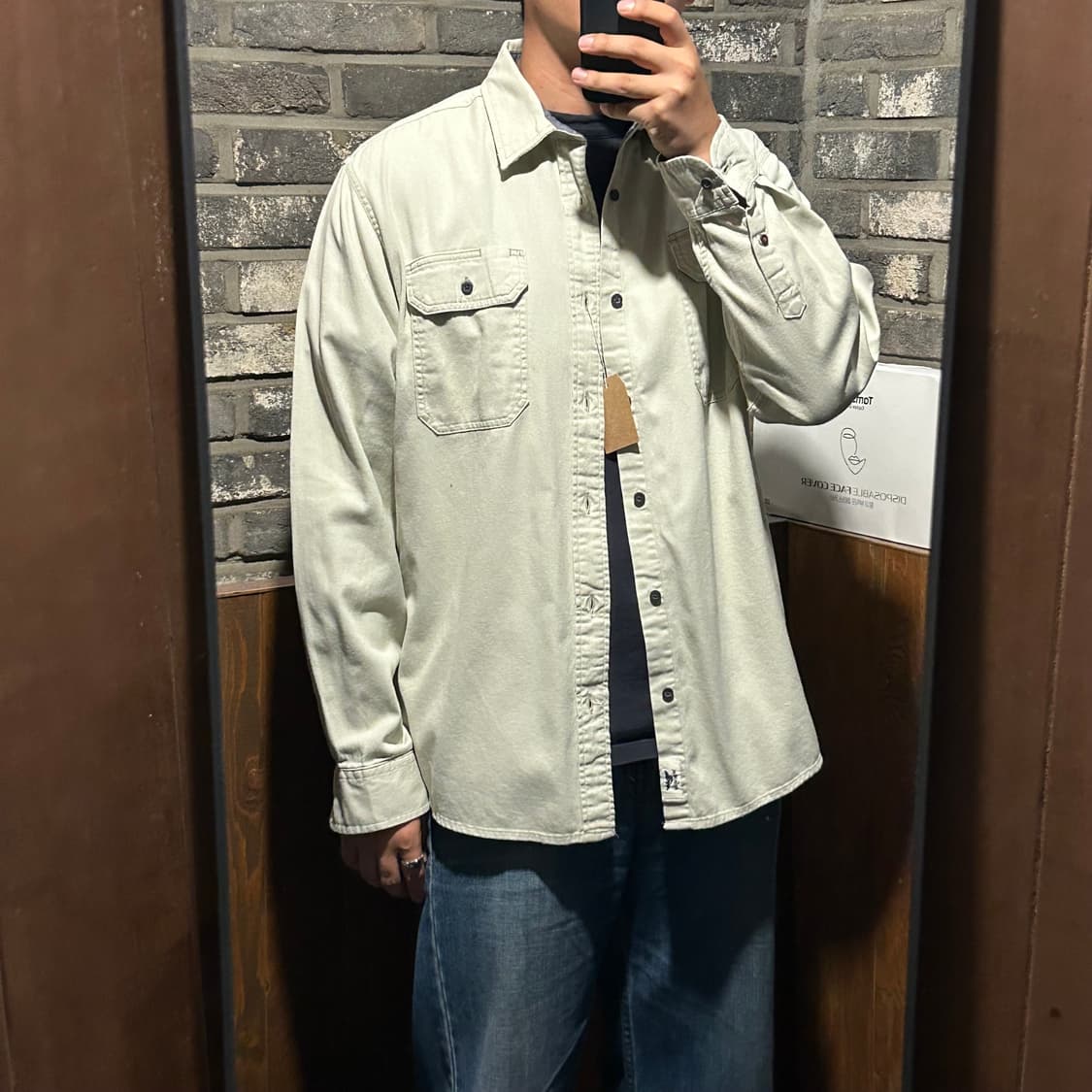 L) Wrangler 랭글러 투포켓 워크웨어 코튼 셔츠 아이보리 W5 상품이미지8