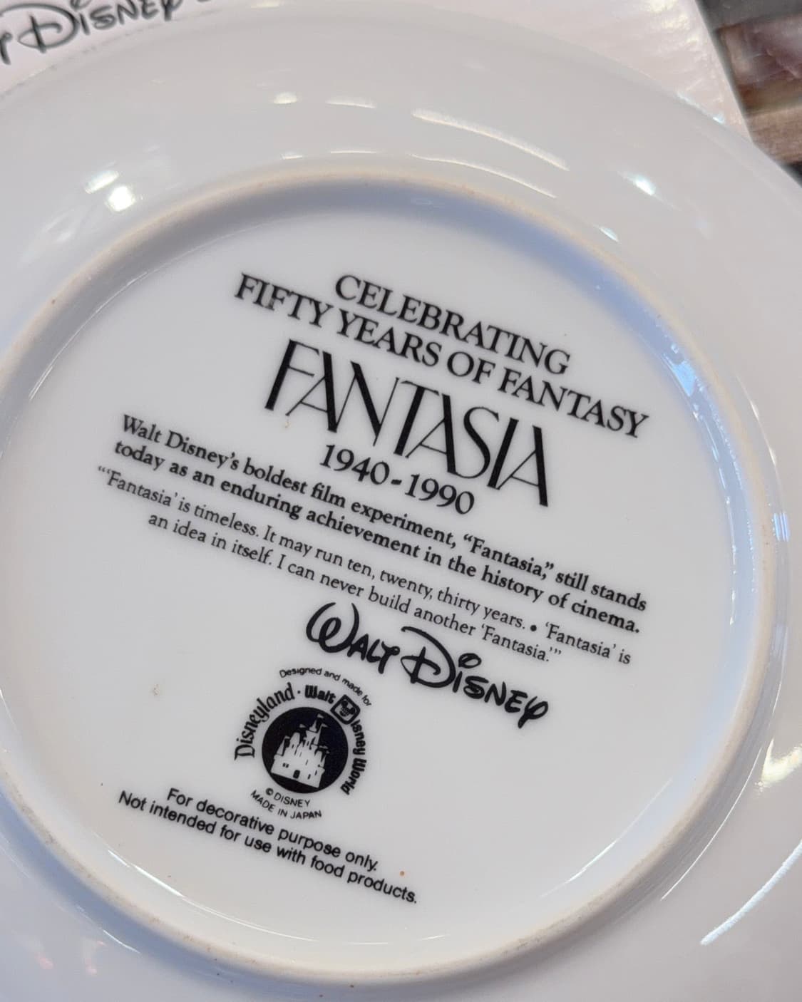 빈티지 소품 디즈니 판타지아 50주년 기념  접시 상품이미지5