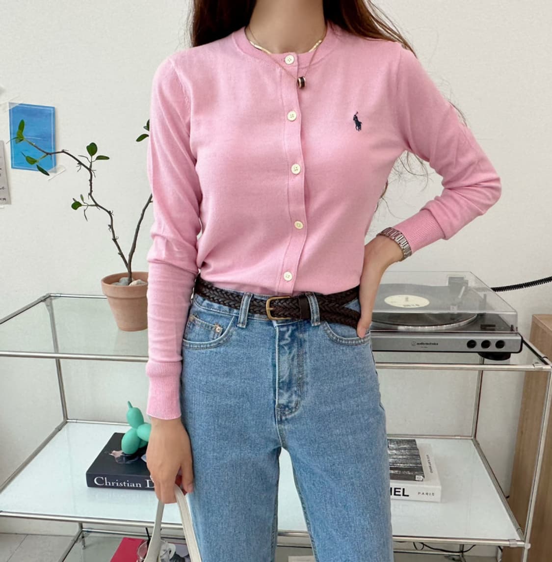 폴로 피마코튼 가디건 핑크 S 상품이미지2