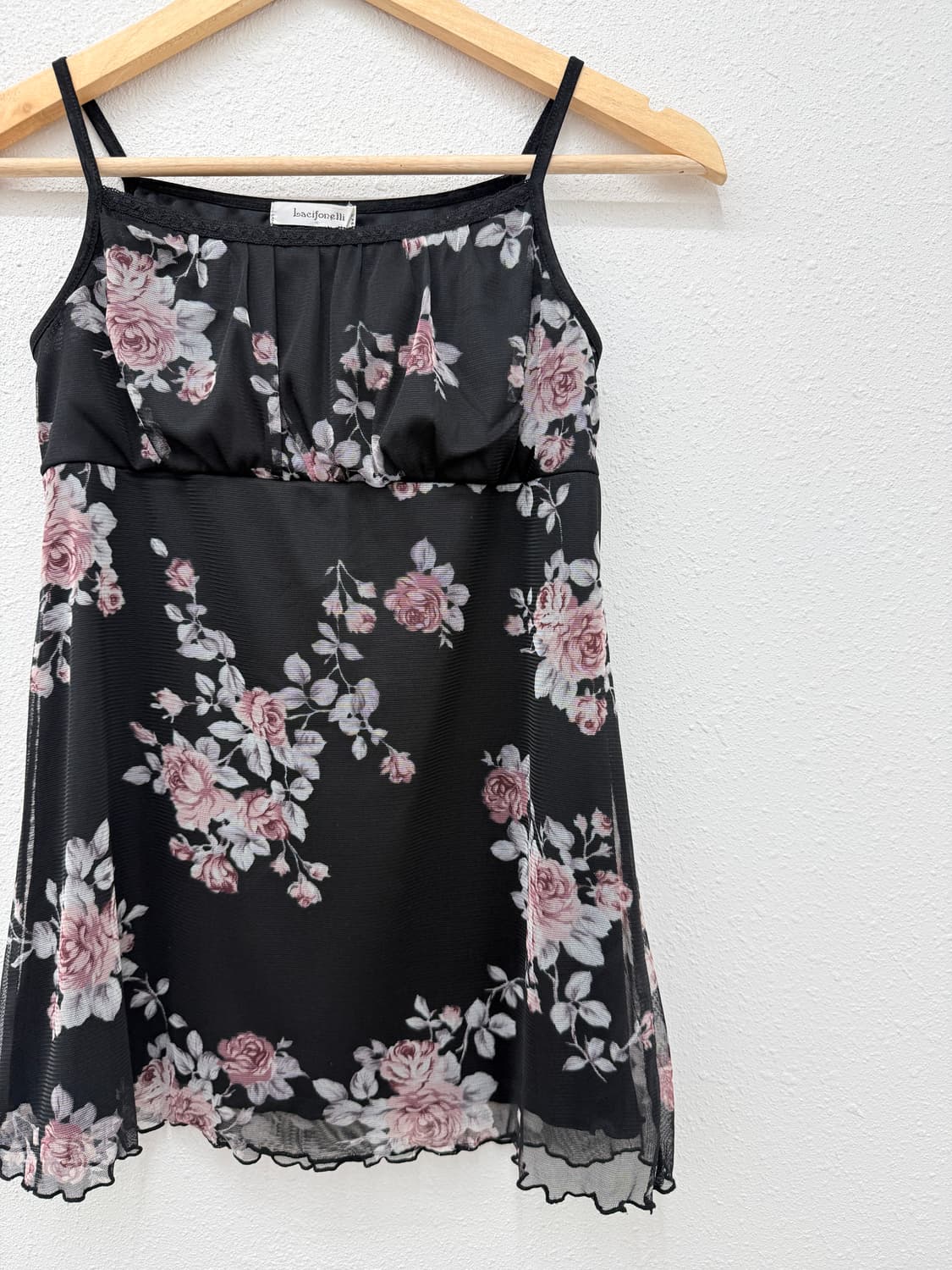 빈티지 Lacifonelli 블랙 로즈 시스루 레이어드 슬리브리스 상품이미지2