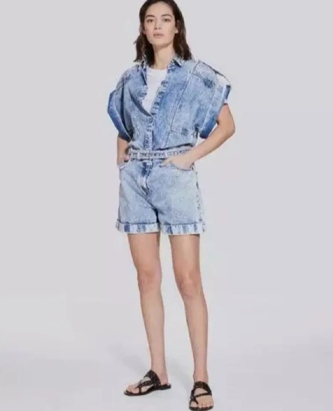 이로 데님 점프수트 44~55사이즈 상품이미지2