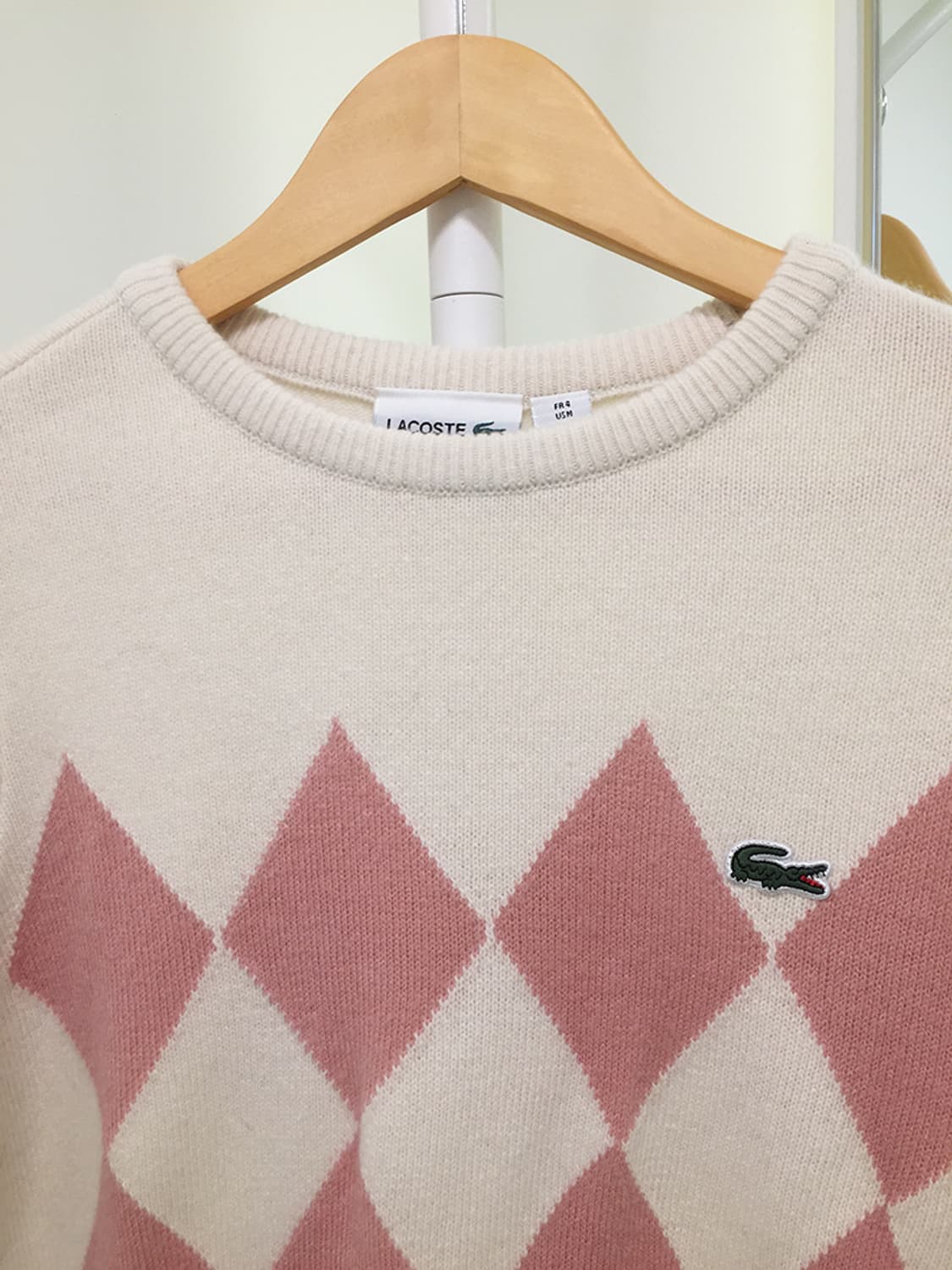 여성 라코스테 아가일패턴 라운드니트 95 상품이미지3