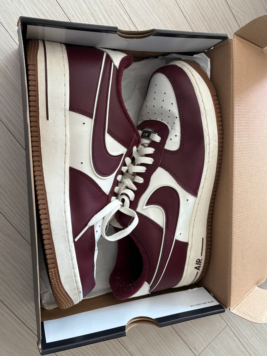 나이키 에어포스1 흰/버건디 운동화290 상품이미지3