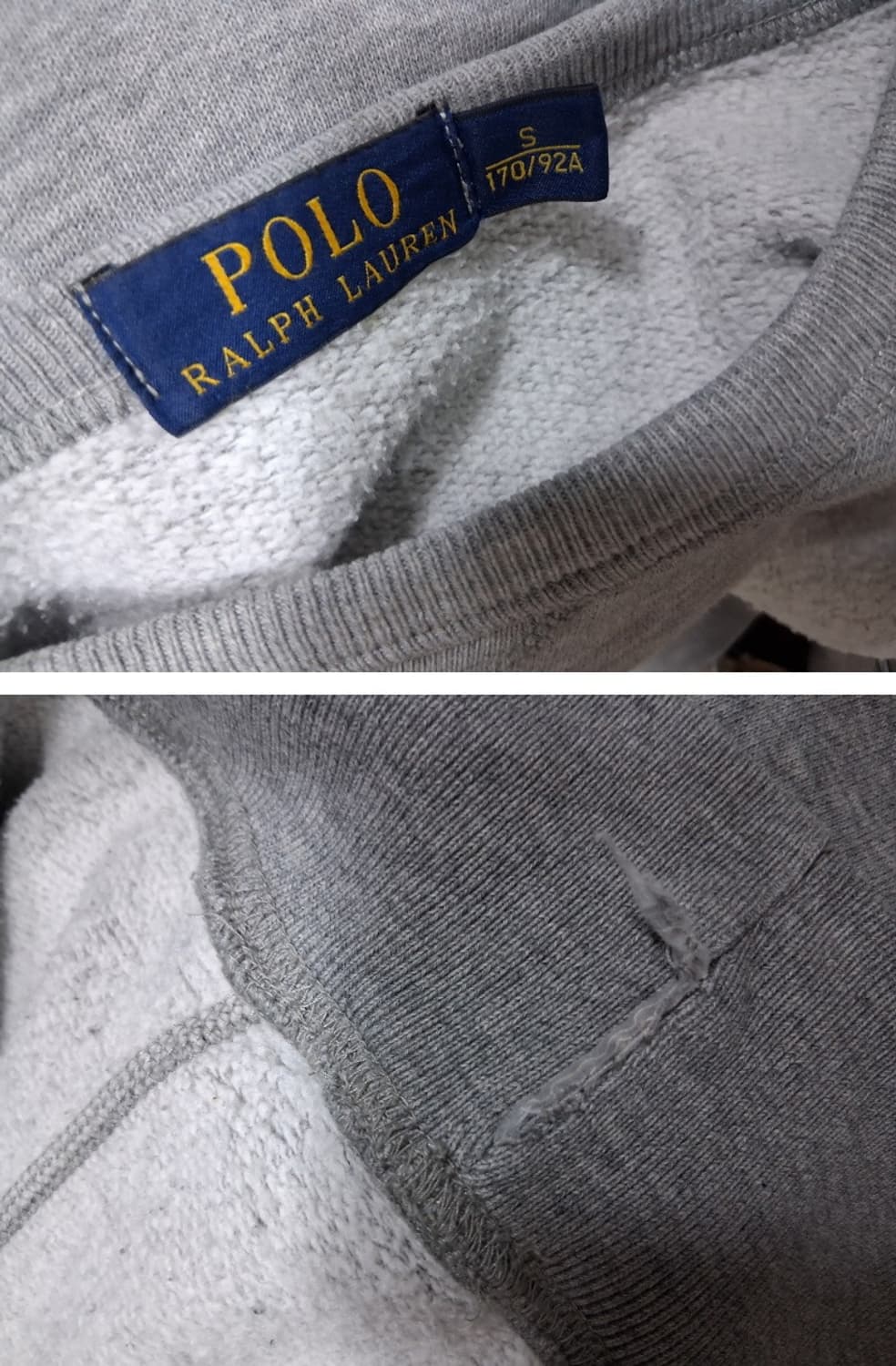 일본구제 폴로 랄프로렌 맨투맨 남성 90  그레이 기모맨투맨티 
 상품이미지6