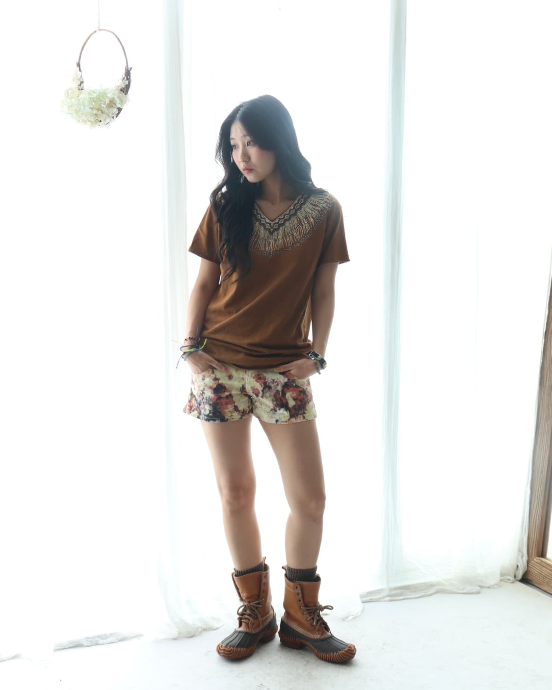 [Kapital] Beads V-Neck T-Shirt (Brown) 상품이미지2