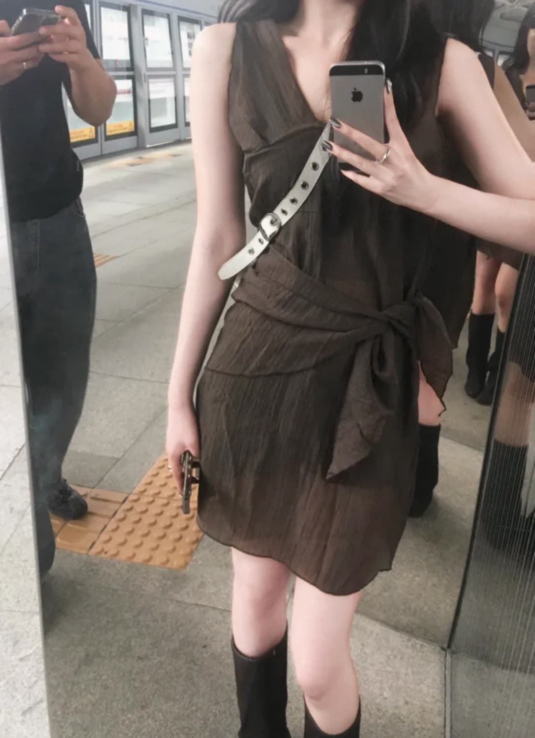 레이어드 랩 원피스 상품이미지1