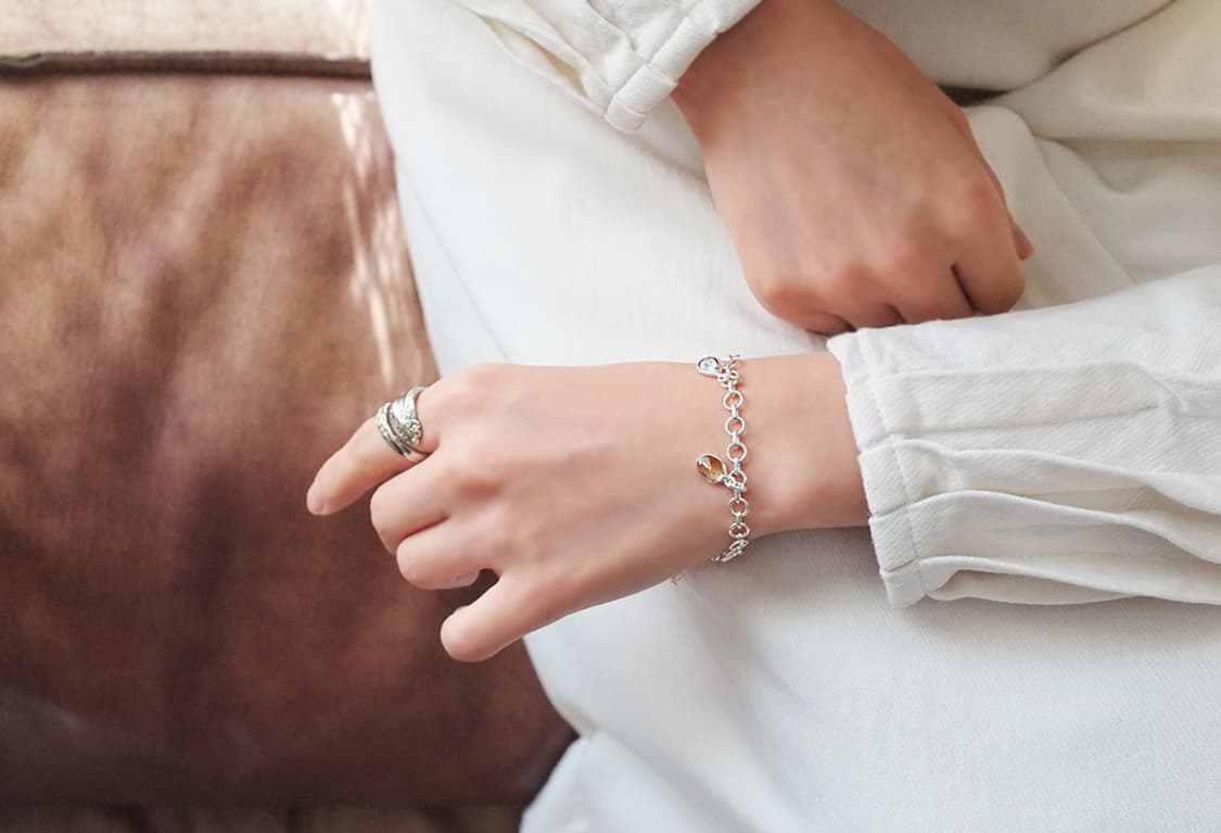 925 실버 천연석 참달린 데일리 심플 팔찌 상품이미지9