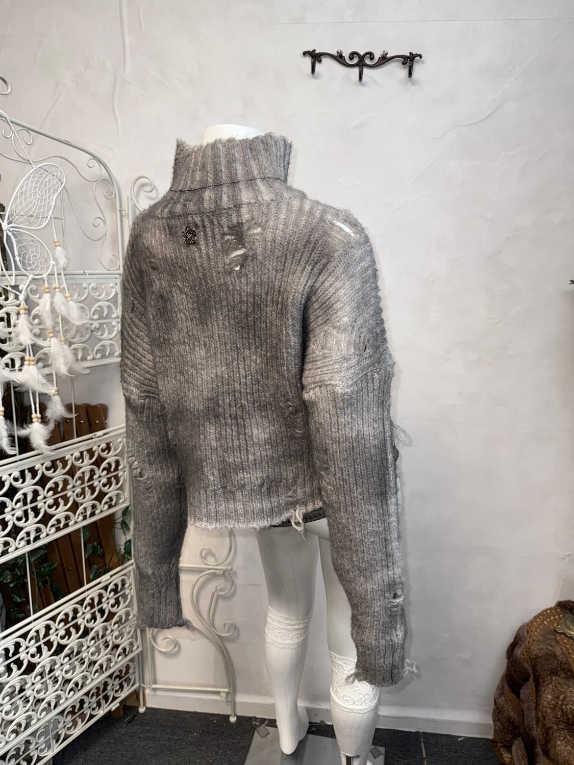 Ulkin spray turtleneck crop sweater_grey 상품이미지2