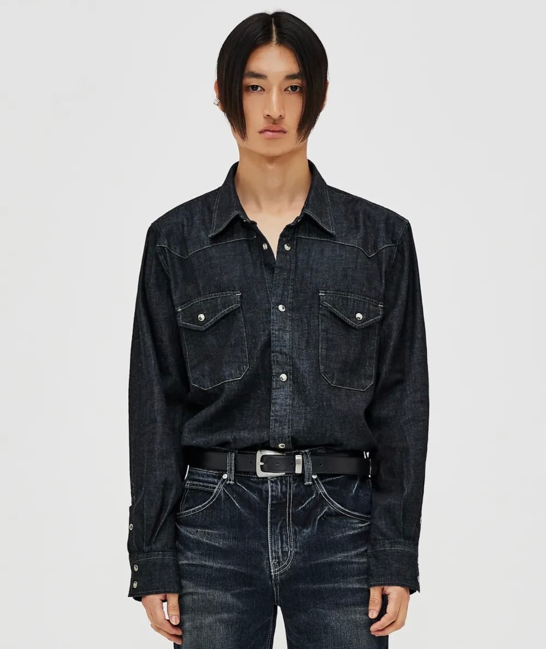 엘무드 테리 데님 셔츠 인디고 블루 (정가 9만원) 상품이미지2