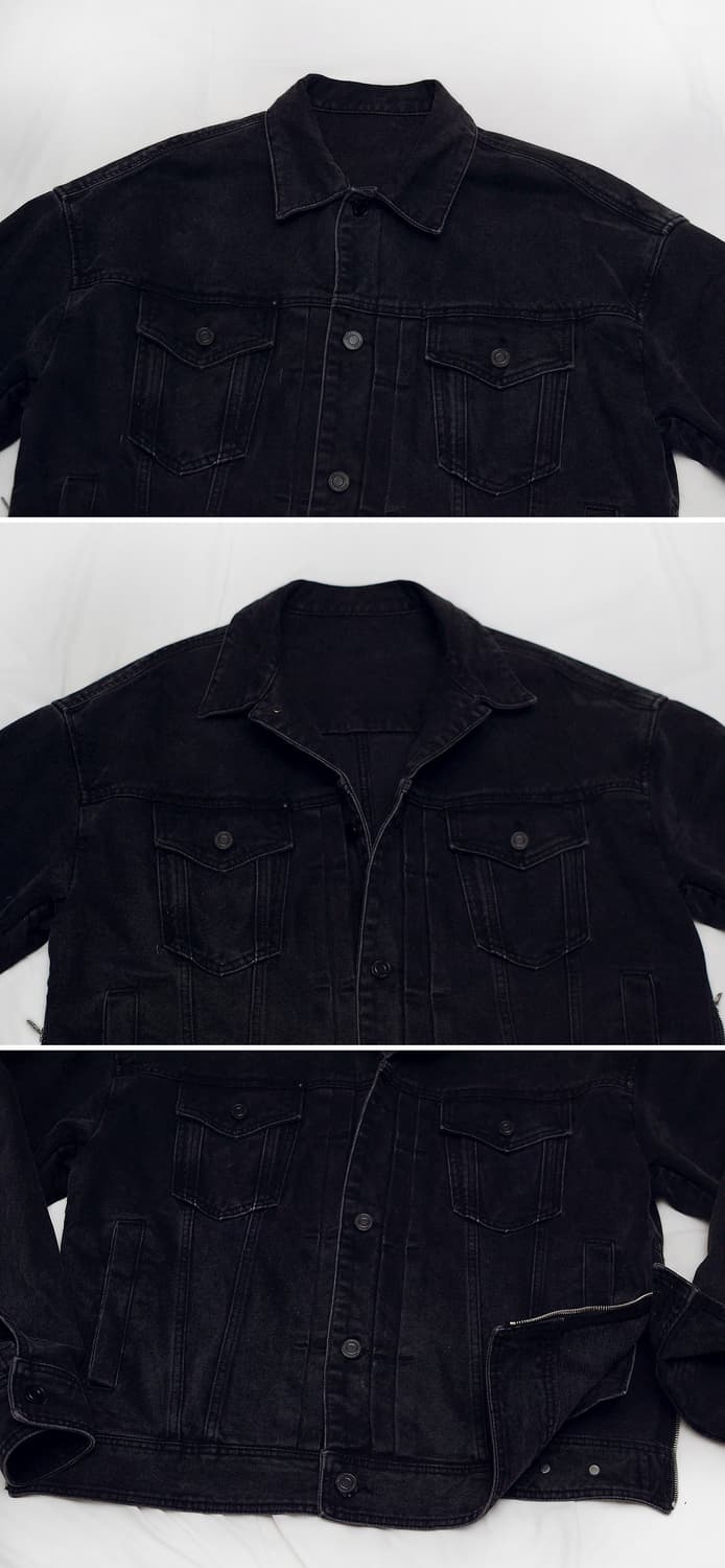 준지 (junn.j) 흑청 데님 사이드지퍼 트러커 자켓 (48/105+) 상품이미지4