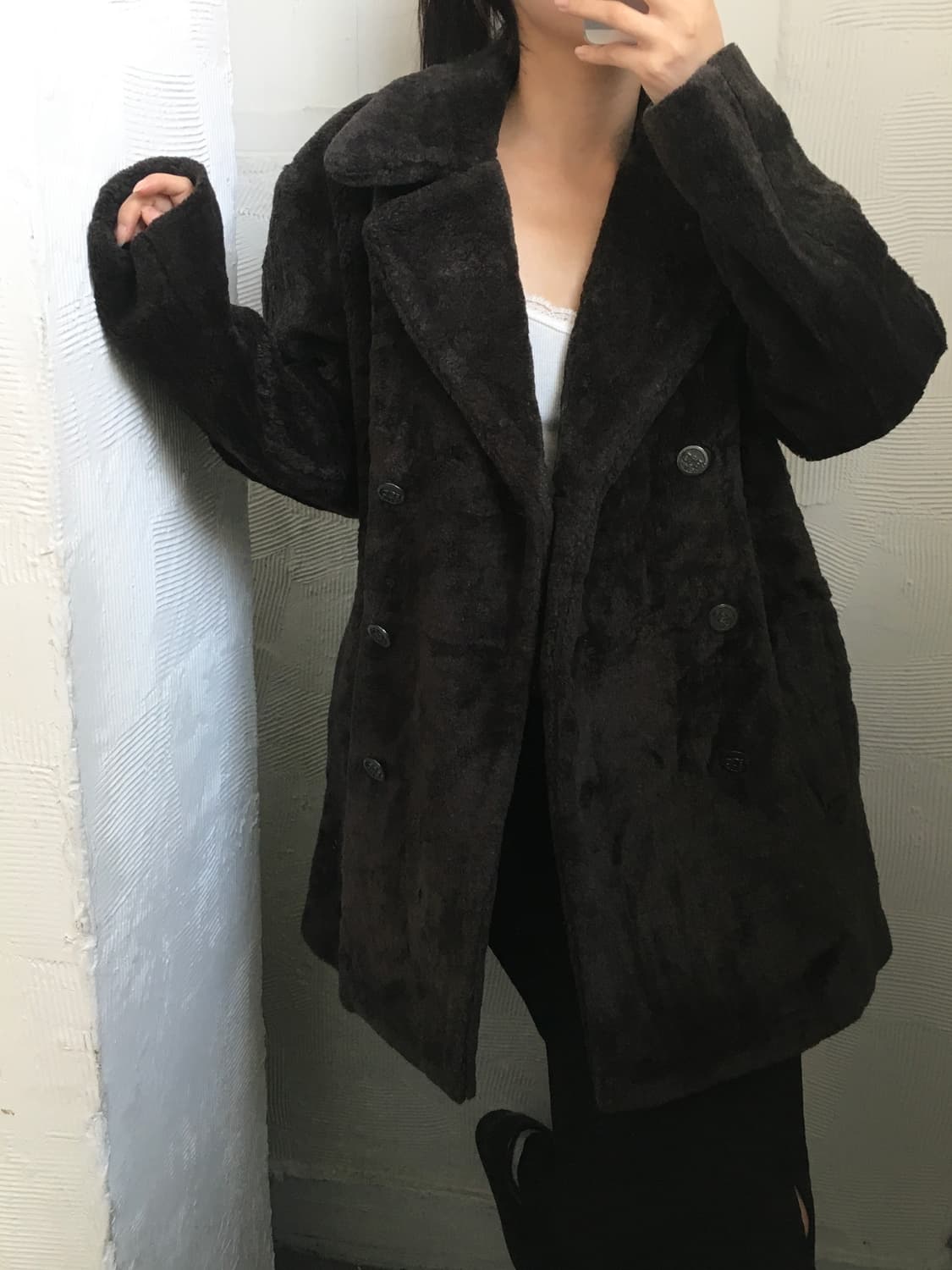 FENDI 펜디 페이크퍼 딥브라운 더블 코트 상품이미지2