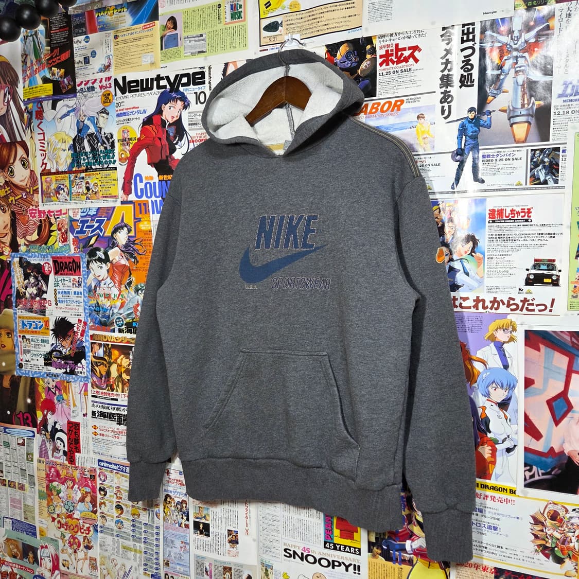 나이키 차콜 스우시 스티치 후드티 상품이미지2