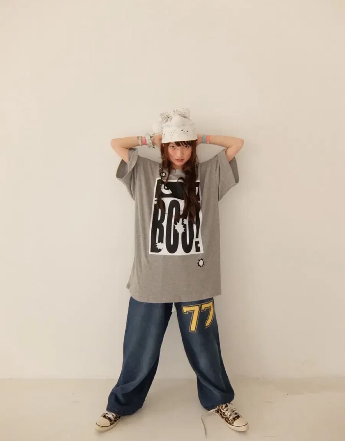 샵페어리 캣츠 아이 플라워 와플 탑 그레이 상품이미지1