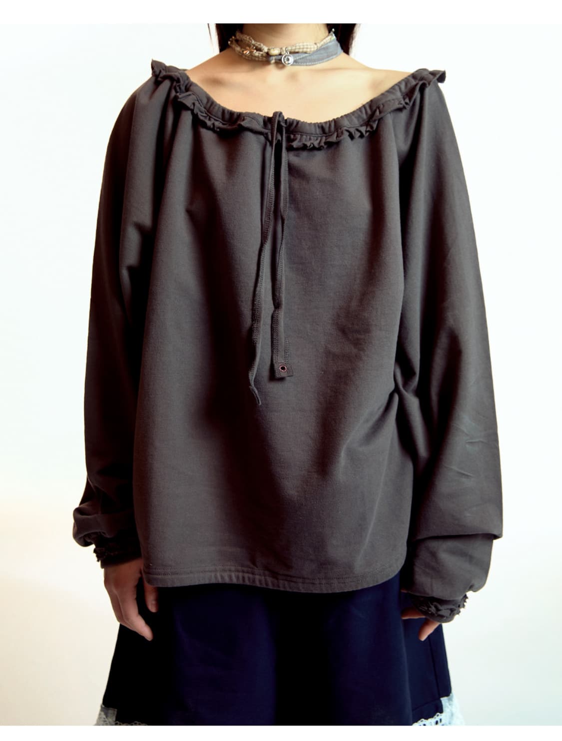 코이세이오 드로우 스트링 롱슬리브 long sleeve 차콜 1size 상품이미지3