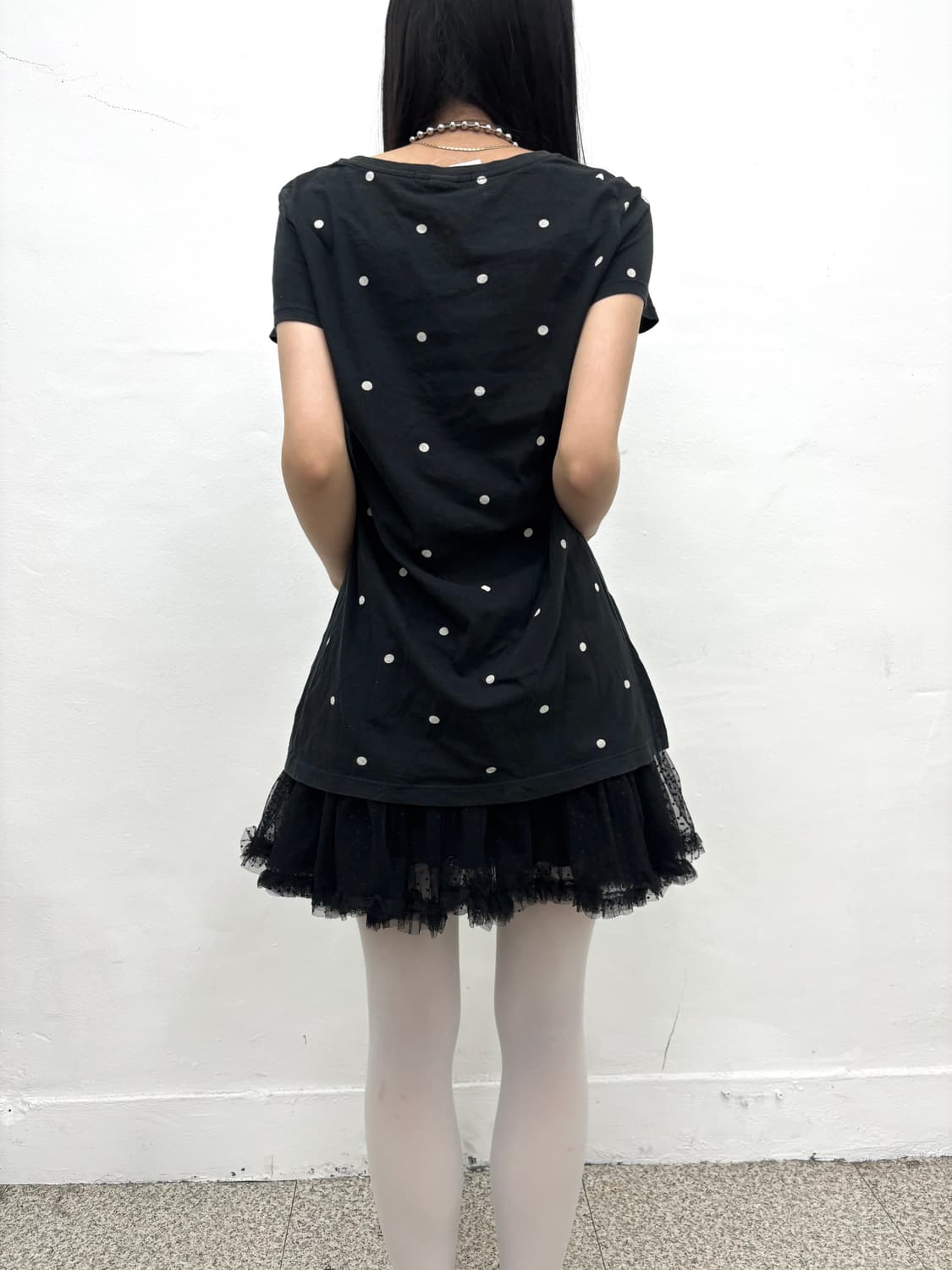 Dot detail slim fit top 상품이미지3
