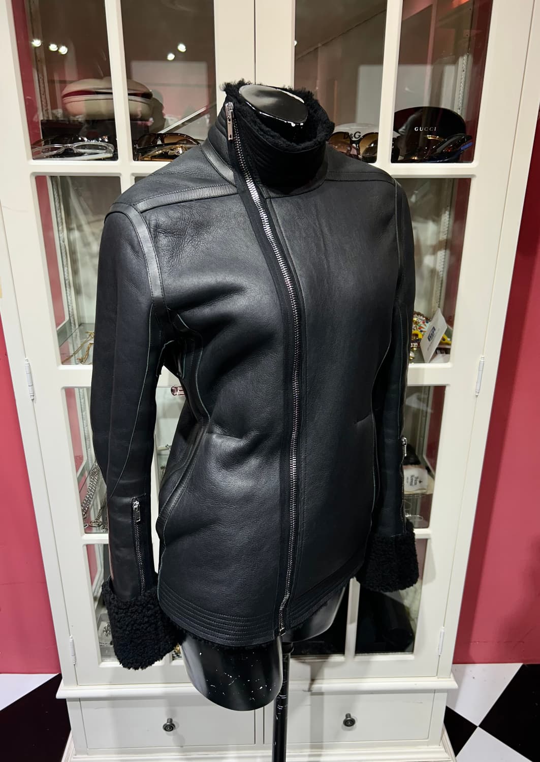Rick owens 릭오웬스 비대칭 집업 무스탕 자켓 상품이미지1