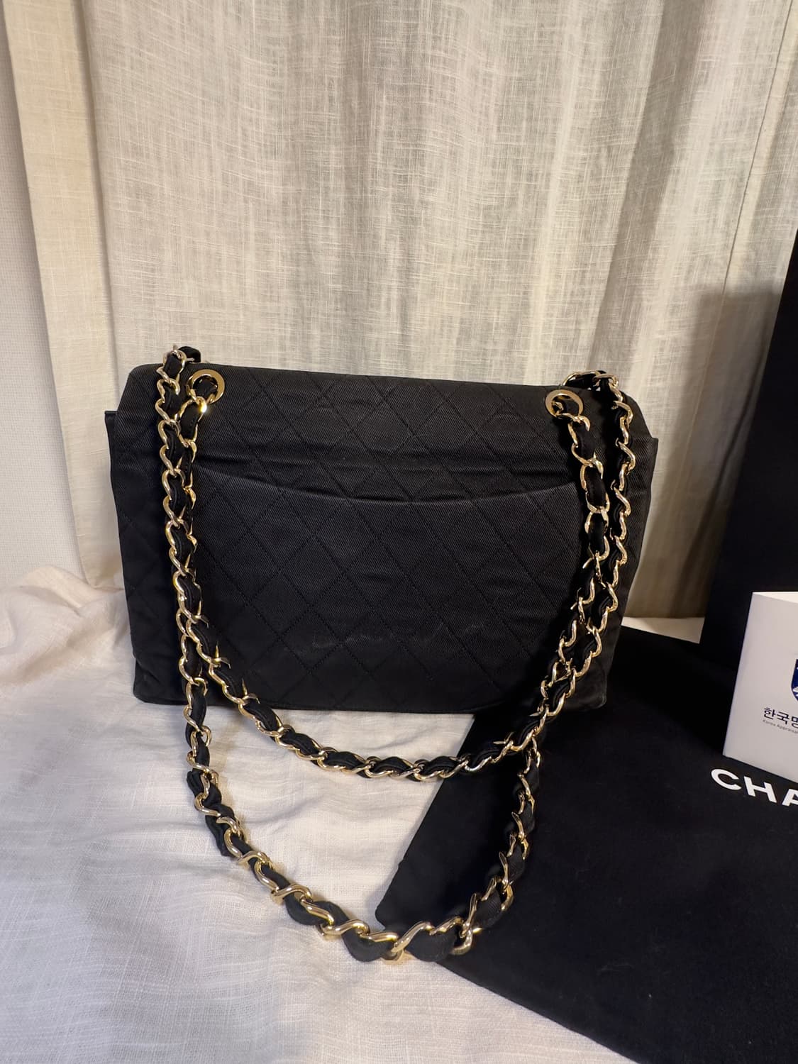 샤넬 클래식 빈티지 빅cc 패브릭체인플랩백 (금장)_샤넬 본사 수선완료 상품이미지2