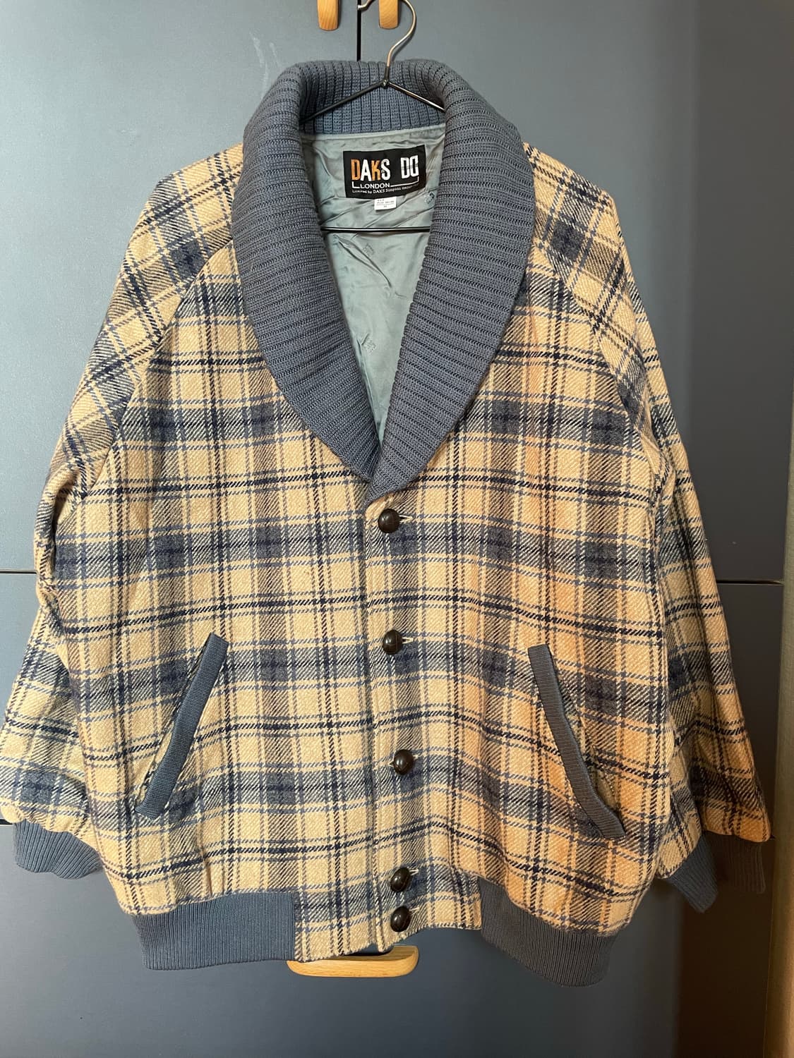 닥스 80s 90s 빵단추 너디 클래식 모 체크 가디건 상품이미지1