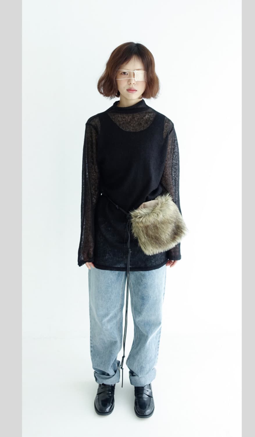 mixed yarn sheer knit(black) 상품이미지1