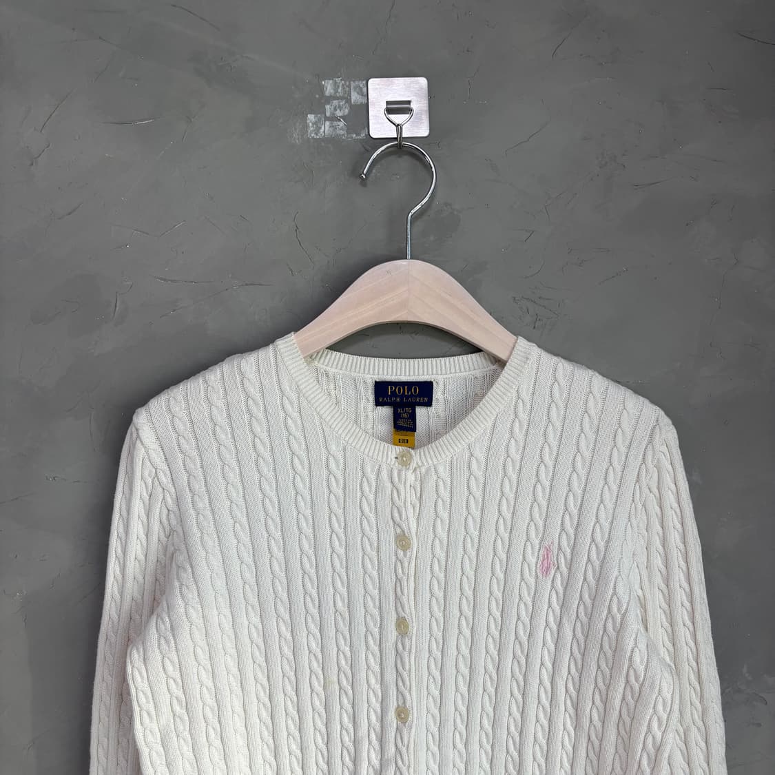 폴로 랄프로렌 꽈배기 니트 가디건 화이트 상품이미지3