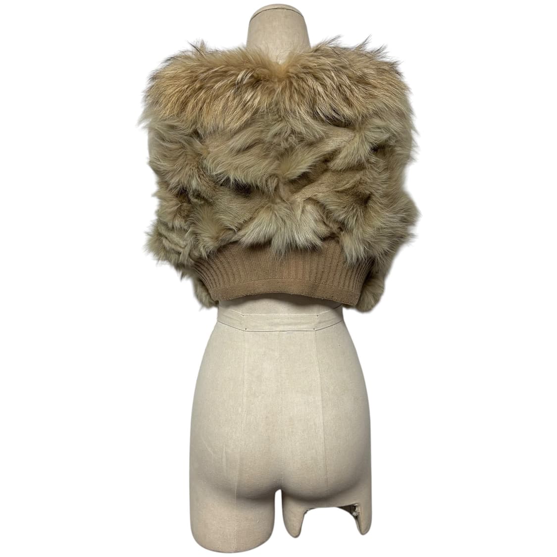 3689 브라운 토끼털 크롭 퍼조끼 상품이미지4