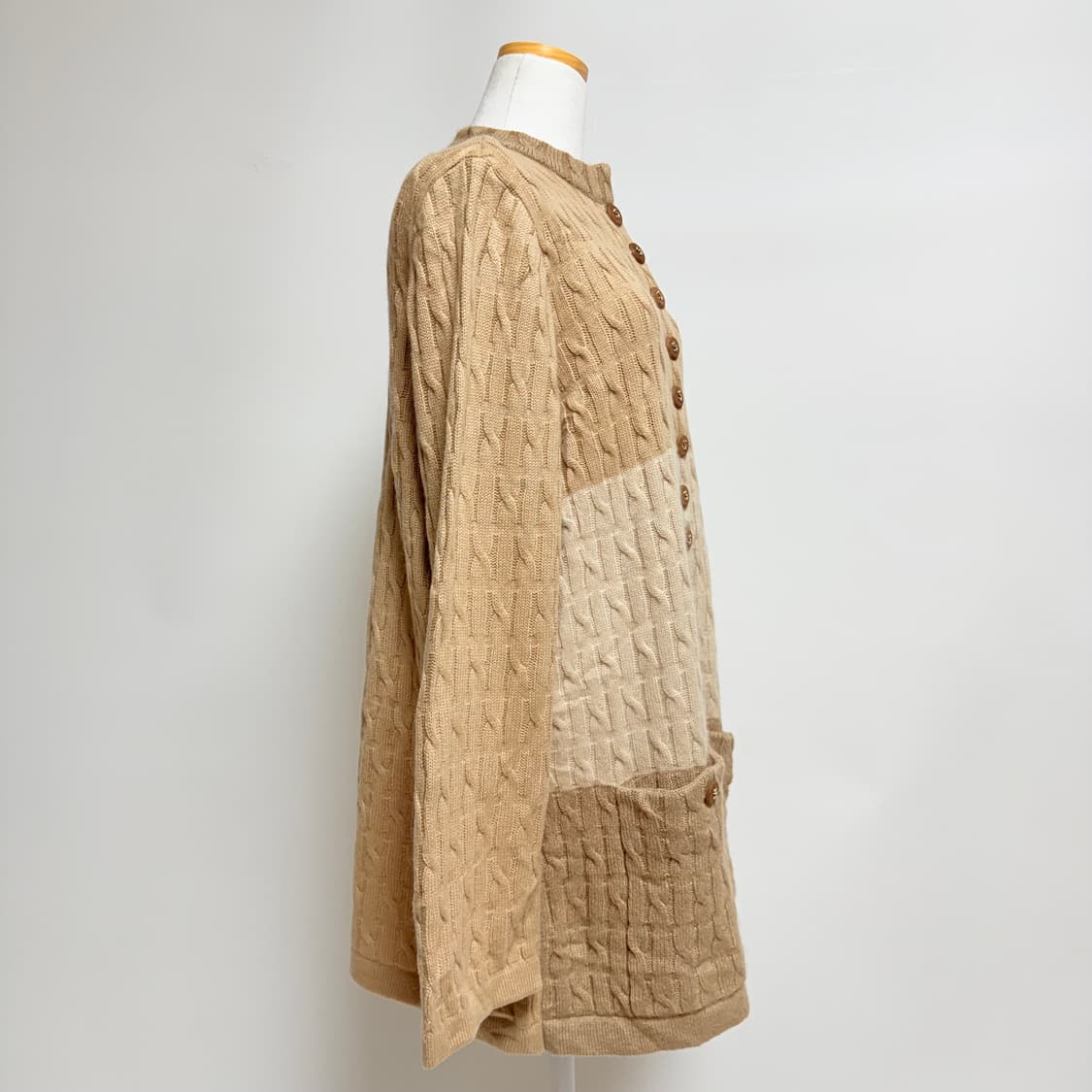 [캐시미어 100%] 케이블 투톤 배색 니트 가디건 상품이미지2