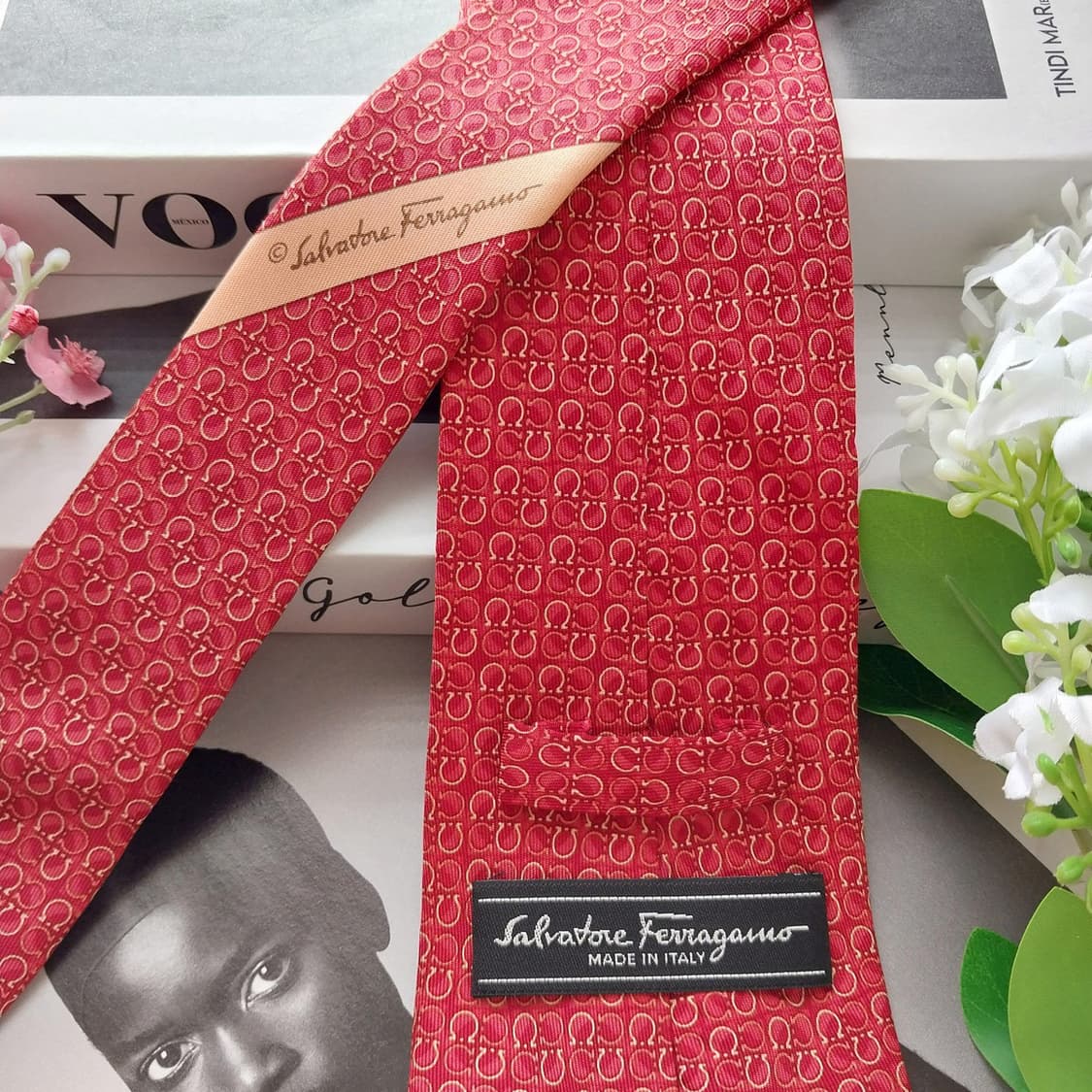 살바토레 페라가모 실크 간치니 패턴 넥타이 8.8cm A+등급 K2148 상품이미지8