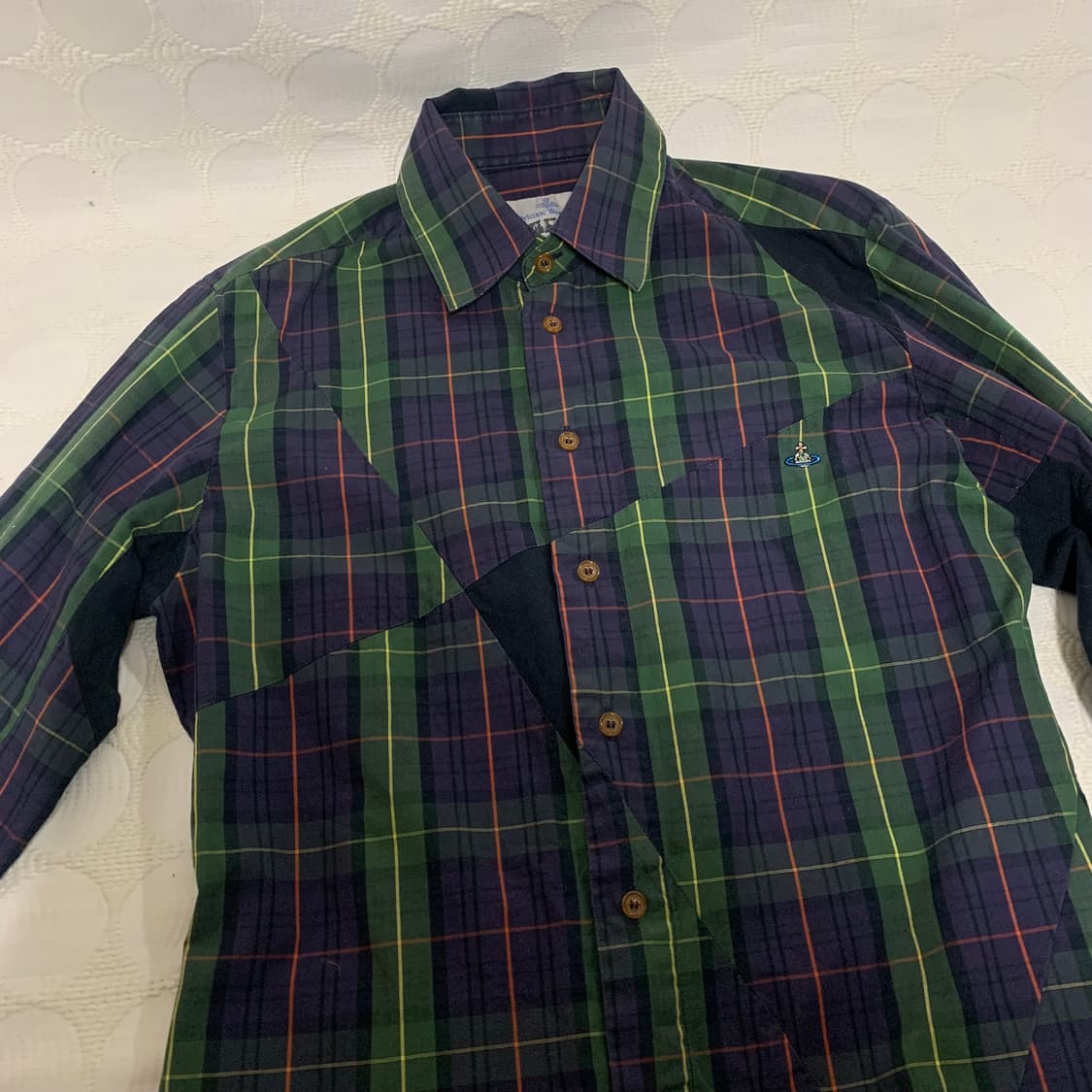 vivienne westwood man체크 비대칭 패치워크 셔츠 상품이미지5