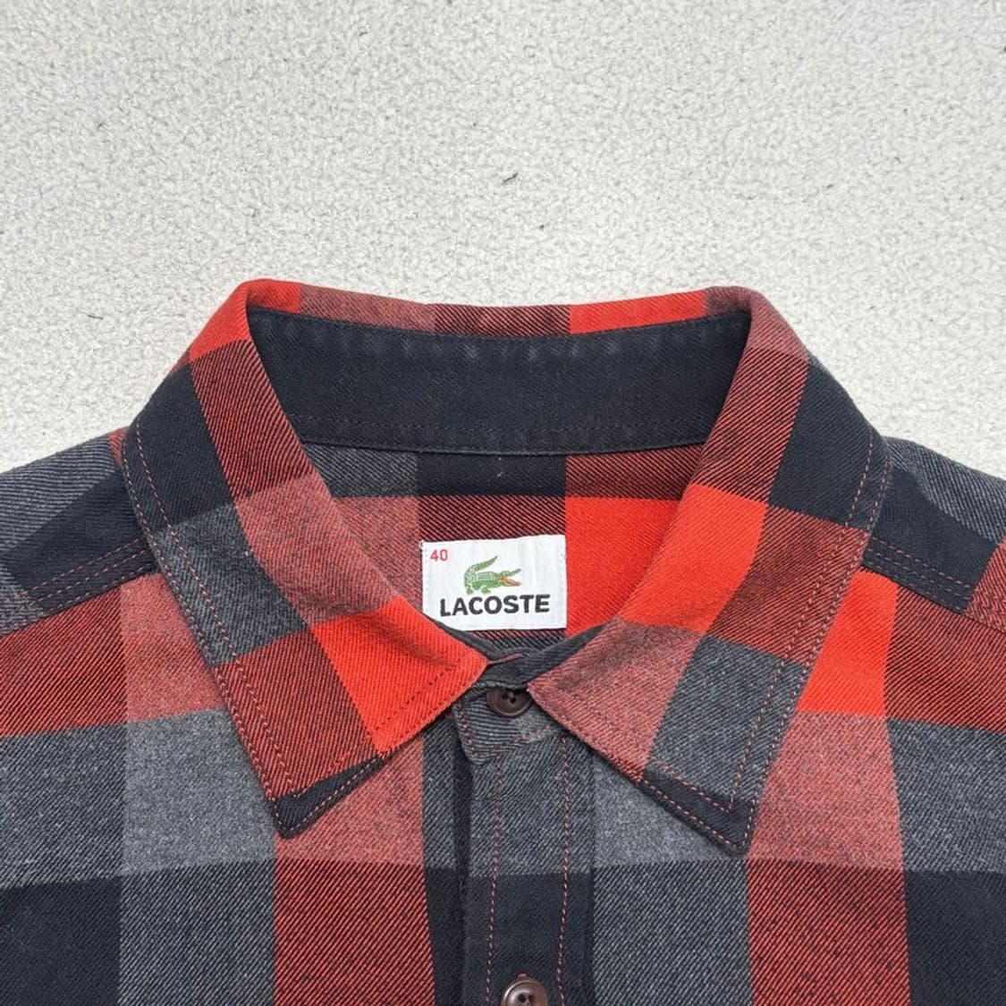 LACOSTE 긴팔 체크셔츠 오렌지 40 상품이미지5