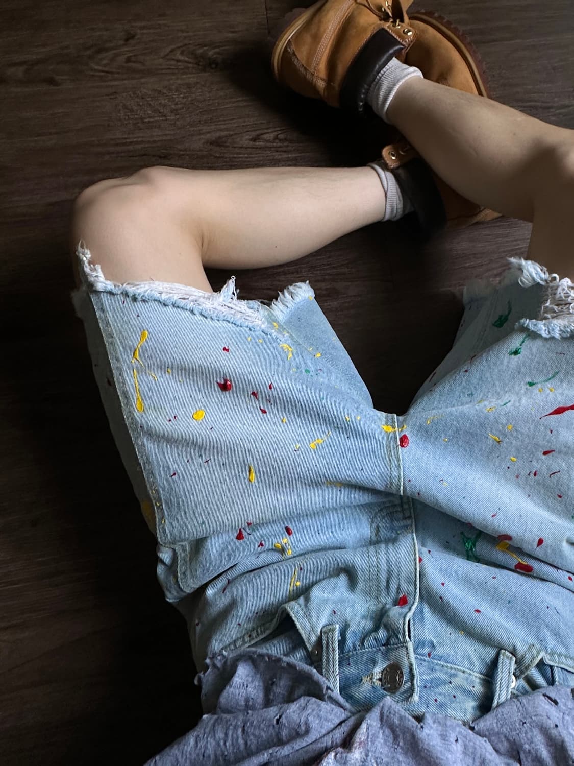 "Splatter" 페인트 스프레드 데님 쇼츠 상품이미지2