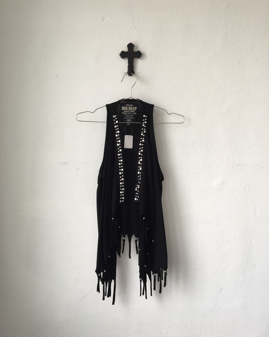 Dig deep fringe stud point open vest 상품이미지2